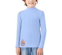 WOWENY Maglietta Termica Bambini Manica Lunga Termica Camicia Calda Unisex Pullover a Collo Alto Ragazze Maglietta a Collo Alto Ragazzi Inverno Sci Camicia da Sotto 6-14 Anni, Blu, 9-10 Jahre