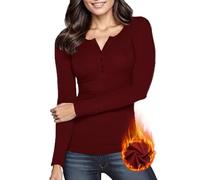 WOWENY Pullover Camicia Invernale Elegante da Donna a Maniche Lunghe con Abbottonatura in Pile a Costine vestibilità Slim Maglione Caldo Top Basic Felpa Top