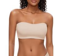 WOWENY Reggiseno Senza Spalline con Spalline Trasparenti Invisibile Reggiseno Fascia da Donna Senza Ferretto e Senza Schienale Scoperta Top a Tubo Beige XS