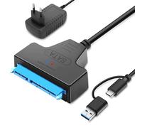 Wowfast Adattatore SATA per USB, per dischi rigidi esterni e interni da 2,5 & 3,5 SSD/HDD SATA a USB Adattatore con alimentatore 12V 2A Compatibile con Windows, Mac e Linux