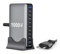 Wowfast Caricatore USB C da 1000 W multiplo - 10 porte Gan 4 Max 140 W PD3.1/QC20 W (8 USB-C e 2 USB-A) per MacBook Air, i-Pad, iPh0ne 17/16/15, Galaxy S25, HP