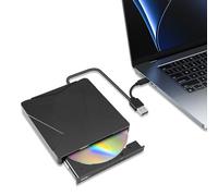 Wowfast Lettore CD DVD esterno USB 3.0 & Type-C Lettore CD DVD +/-RW portatile Masterizzatore Ottico CD ROM/DVD Lettore esterno per PC portatile, desktop, MacBook, Windows 7/8/10/11/XP, Linux/Mac