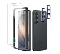 WowFluy Confezione da 2 + 2 pellicole protettive per Samsung Galaxy S26 Plus, in metallo nero, copertura completa in vetro temperato, durezza 9H, facile installazione, senza bolle [6,7 pollici]