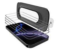 WowFluy Confezione da 4 pellicole protettive per iPhone 16 Pro da 16 cm | Vassoio ultra aderente, senza bolle, in vetro temperato con durezza 9H, resistente ai graffi, trasparente HD