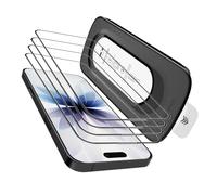 WowFluy Confezione da 4 pellicole protettive per iPhone 17 da 16 cm | Vassoio ultra aderente, senza bolle, in vetro temperato con durezza 9H, resistente ai graffi, trasparente HD