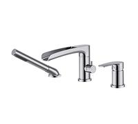 Wowkk Romano Vasca Rubinetti Deck Mount Chrome Cascata Vasca Da Bagno Rubinetti In Ottone Vasca Filler Rubinetti Bagno con Doccia a Mano