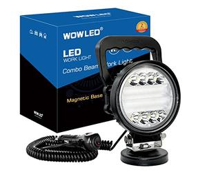 WOWLED Barra luminosa magnetica a LED, base magnetica portatile rotonda LED Pod 72W Combo Beam, supporto magneti LED luce di lavoro con spina per auto e interruttore ON/OFF per auto 4x4