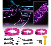 WOWLED Luci interne viola El Wire 3 in 1, kit di luci al neon USB per auto, illuminazione ambientale, atmosfera, striscia a LED, decorazione bordo cucito (5 m/5 V)