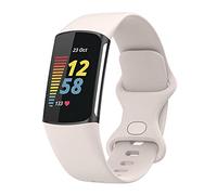 Wownadu Cinturini Compatibile per Fitbit Charge 5 / Charge 6 Cinturino Bianco, Donna Uomo Silicone Sport Regolabile Ricambio Braccialetto, Accessory Bracciale, L (nessun Tracker)