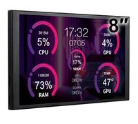 WOWNOVA Schermo LCD da 8 pollici all'interno della custodia del PC (modalità desktop aggiunta), 1 clic 1 cavo per iniziare monitor di visualizzazione della temperatura del computer, pannello sensore