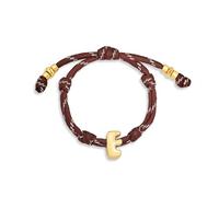 WOWORAMA Braccialetti con lettere a bolle da donna in corda marrone con iniziali dalla A alla Z, braccialetto dell'amicizia personalizzato con lettere dell'alfabeto grosso, gioielli alla moda per