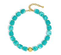 WOWORAMA Collane colorate da donna alla moda multicolore grandi perline quadrate in resina collana Boho Chunky Statement collane girocollo Y2K gioielli estivi, Adjustable Size, Resina, Non pietra