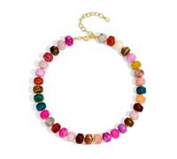 WOWORAMA Collane colorate da donna alla moda multicolore grandi perline quadrate in resina collana Boho Chunky Statement collane girocollo Y2K gioielli estivi, Adjustable Size, Resina, Non pietra