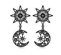 WOWORAMA Orecchini gotici neri da donna Halloween gatto nero luna orecchini vintage scuro punk gotico luna crescente strega orecchino grunge gioielli di Halloween, one size, Lega di acciaio, Nessuna