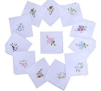 WOWOWO 5 Pezzi fazzoletti da Donna in Cotone Fazzoletto da Taschino in Pizzo con Farfalla Ricamato Floreale
