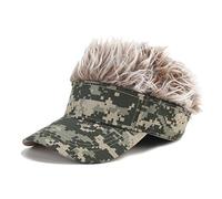 WOWOWO Cappello da Baseball novità da Uomo Cappellino con Visiera Parasole con Capelli Finti a Spillo Stampa Mimetica Regolabile Parrucca da Baseball Cappello da Baseball
