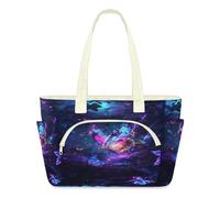 WowPrint Borsa tote da donna con farfalla colorata e lucciola, leggera, trapuntata, con cerniera, borsa a tracolla per viaggi, lavoro, palestra