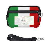 WowPrint Mini custodia per carte con cerniera con bandiera dell'Italia per donne e uomini con finestra d'identità Portafoglio portatile leggero piccolo portamonete con cerniera borsa organizer per