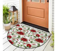 WowPrint Zerbino per ingresso con bouquet di rose rosse, tappeto per interni ed esterni, lavabile, assorbente, antiscivolo, 91,4 x 61 cm