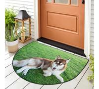 WowPrint Zerbino per ingresso con cane siberiano marrone, tappetino per interni ed esterni, lavabile, assorbente, antiscivolo, 91,4 x 61 cm