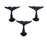 Wowser Ganci da parete in ghisa a forma di coda di balena, colore blu navy, per appendere vestiti e accessori, decorazione nautica per casa e ufficio, set di 3, altezza 11,9 cm