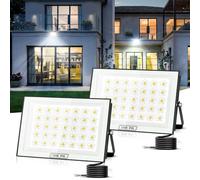 wowspeed 100W Faretto LED per esterni, 10000LM super luminoso, Faretto per esterni bianco freddo 6500K, impermeabile IP66 per cortile, vialetto, garage, corridoio, giardino - 2 Pezzi
