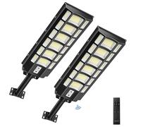 wowspeed 1200W Lampione Solare Led Esterno con Telecomando, 6500K Lampioni Solari a LED da esterno con Sensore di Movimento,3 Modi Lampione Solare, IP67 Impermeabile per Giardino Garage - 2 Pezzi