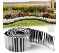 wowspeed 1Pezzi Bordura per Giardino in Acciaio Zincato 10m Bordura per Aiuola, Altezza 15cm Bordo per Aiuole Flessibile, Bordure per Aiuole, Bordi per Aiuole Giardino per Cortile Prato Orto, Argento