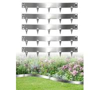 wowspeed 5Pcs Bordura per Giardino in Acciaio Corten 107cm Bordura per Aiuola, Altezza 20cm, Bordo per Aiuole Flessibile, Bordure per Aiuole, Bordi per Aiuole Giardino per Cortile Prato Orto Argento