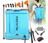 wowspeed Pompa Irroratrice a Batteria 16L, Spruzzatore Elettrico a Batteria con 7 Ugelli & Telescopica, 0-100 PSI Atomizzatore a Spalla, Nebulizzatore per Giardino Prato Siepi Diserbo Piante