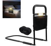 wowspeed Sponde per letto con luce sensore, protezione anticaduta da comodino per anziani, guida di sicurezza per assistere il letto, regolabile in altezza da 42,9 a 57,4 cm, installazione senza fori