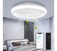 wowspeed Ventilatore da Soffitto con Luce e Telecomando, 70W Velocità del Vento Regolabile Luce LED 3000K-6500K Fan Plafoniera LED per Camera da Letto Soggiorno Sala da Pranzo, Bianco