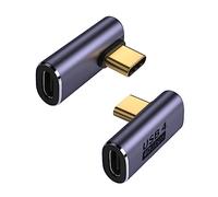 Wowssyo adattatore USB C con angolo di 90°, 40 Gbps, USB 4.0 tipo C da femmina a maschio, trasmissione audio/video 8K, 100W di ricarica OTG, per laptop, tablet, cellulari, 2 pezzi