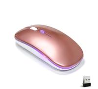 Wowssyo Mouse senza fili ricaricabile, supporta 2,4 GHz USB e mouse Bluetooth, mouse dual mode con illuminazione RGB, 800-1200-1600 DPI, per laptop, PC, iOS, Android, iPad, Windows, rosa