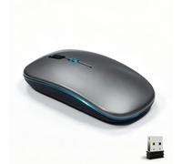 Wowssyo Mouse senza fili ricaricabile, supporta 2,4 GHz USB e mouse Bluetooth, mouse dual mode con illuminazione RGB, 800-1200-1600 DPI, per laptop, PC, iOS, Android, iPad, Windows, grigio