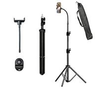 Wowssyo Treppiede per cellulare alto 210 cm, con telecomando, flessibile per smartphone, con collo di cigno regolabile da 30 cm, attacco a vite da 1/4", in acciaio, treppiede per fotocamera Sony DSLR