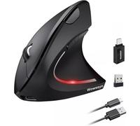 Wowssyo wireless Mouse ergonomico verticale 2.4G ottico, Ricaricabile Mouse bluetooth ergonomico vertical senza fili per Windows e Mac OS, USB, 800/1200/1600 DPI, 5 pulsanti