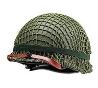 WowZza Imitazione Ww2 Us M1 Helmet in Acciaio Militare Tattico a Doppio Strato in Acciaio+Casco Addominali con Prato Di Copertura Netto Prop Verde