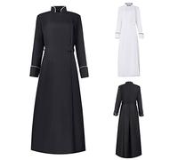 WOXIHUAN Abito Giacca da Prete Donna,Gotico Cappotti Medievale Costume di Halloween Vittoriano Giacca Abito,Steampunk Vestaglia Vintage Coat Maniche Lunghe Abbigliamento per Cosplay Carnevale