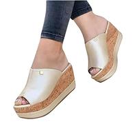 WOXIHUAN Ciabatte Donna Estive Eleganti Alte Pantofole Zeppa Alta Ciabatte zeppa Donna Sandali Ragazza Con Tacco E Plateau In Sughero con Paillettes Sandalo Da Spiaggia Mare Piscina Scarpe Platform