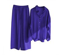 WOXIHUAN Completo Donna Elegante Tailleur Estivo Casacca E Pantaloni Cerimonia Curvy Set Abbigliamento 2 Pezzi Ufficio Formale Costume Lavoro Completino Casual Outfit Taglie Forti