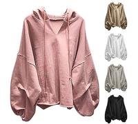 WOXIHUAN Felpa con Cappuccio da Donna, Sciolto Felpe Camicetta Rughe Pullover Maniche Lunghe Hoodie con Coulisse,Autunno Inverno Felpa Taglie Forti Hoodie Casuale Felpe per Tempo Libero Giacca