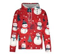 WOXIHUAN Felpe da Uomo Natale,Stampato Pupazzo di Neve Felpa con Cappuccio Sweatshirt Coulisse Maglione,Maniche Lunghe Pullover Divertente Maglioni Taglie Grandi Maglie Regalo di Natalizo Hoodie