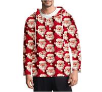WOXIHUAN Felpe Natale da Uomo Maglione 3D Felpa con Cappuccio Pullover Stampa Albero di Natale Hoodie 3 Pulsanti Sweatshirt Coulisse Maglioni a Maniche Lunghe Maglie Divertente Maglietta Famiglia Top