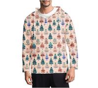 WOXIHUAN Felpe Natale da Uomo Maglione 3D Felpa con Cappuccio Pullover Stampa Albero di Natale Hoodie 3 Pulsanti Sweatshirt Coulisse Maglioni a Maniche Lunghe Maglie Divertente Maglietta Famiglia Top