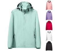 WOXIHUAN Giacca a Vento Impermeabile Donna Giacche con Cappuccio Staccabile Cappotto Cerniera Integrale Giacca Antipioggia Maniche Lunghe Jacket Autunno Inverno Giubbotto Dimensione Grande Raincoat