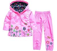 WOXIHUAN Giacca a Vento Impermeabile Rosa per Bambina 2-3 Anni, Tuta Impermeabile con Cappuccio, Inverno, Manica Lunga, Cerniera, Cartone Animato, Cotone, Lavabile in Lavatrice, True to Size