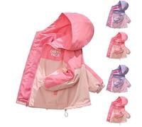 WOXIHUAN Giacca Impermeabile Bambini e Ragazze Giacche a Vento in Pile Cappotto Antivento Giubbotto Abbinamento di Colori Jacket Maniche Lunghe Giacca con Cappuccio Inverno Caldo Coat da All'aperto