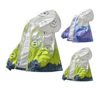 WOXIHUAN Giacca Impermeabile Bambini e Ragazzi Giacche a Vento Faccia Buffa Cappotto Antivento Antipioggia Jacket con Cappuccio Cerniera Integrale Giacca Maniche Lunghe Giubbotto Autunno Outwear Coat