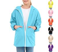 WOXIHUAN Giacche Impermeabile Bambine e ragazze Raincoat Antivento Leggeri Giacca a Vento Protezione Solare Cappotto con Cappuccio Giubbotto Cerniera Integrale Ragazze Ragazzi Giacca coat da Trekking
